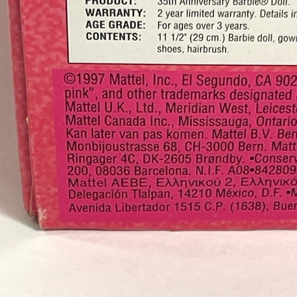 Walmart 35th Anniversary Barbie Doll Special Edition Pink Sparkle Gown 17245 - Picture 8 of 8